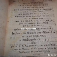 Libros antiguos: DERROTA ALMIRANTE NELSON.SANTA CRUZ TENERIFE.MISA EN LA LAGUNA.30 JULIO 1797.CANARIAS.ORIGINAL