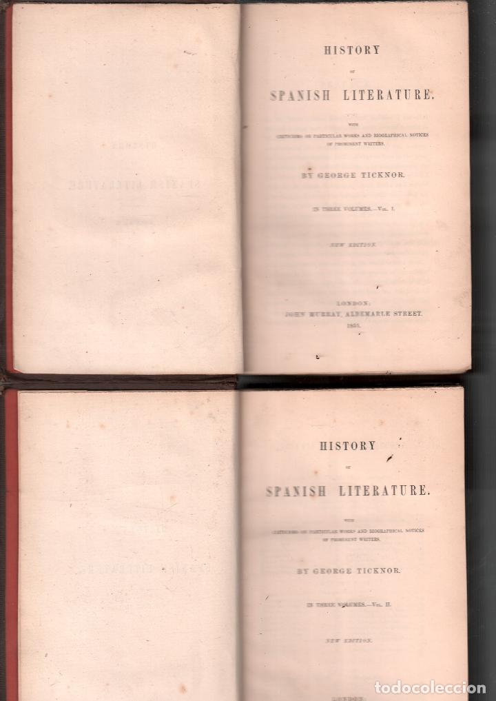 Old books: HISTORY OF SPANISH LITERATURE - GEORGE TICKNOR / MUNDI-3087