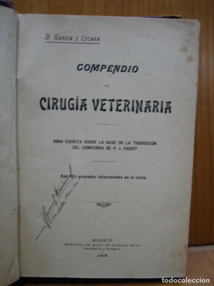 Libros antiguos: Compendio de cirug&iacute;a veterinaria 1916 - Foto 1