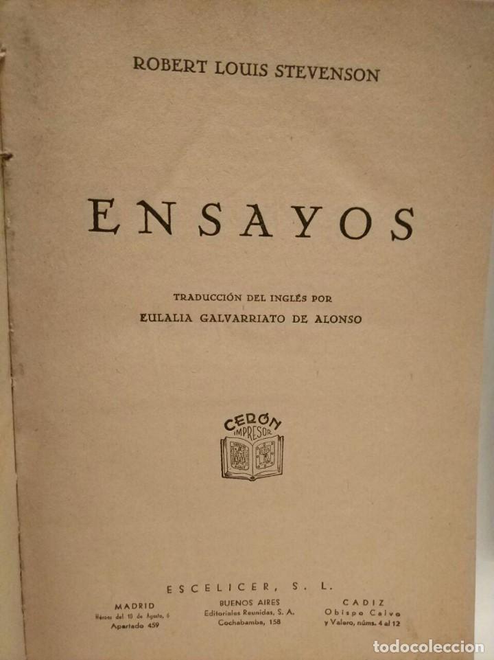 Libros antiguos: ENSAYOS - ROBERT LOUIS STEVENSON - 1943 - Foto 2
