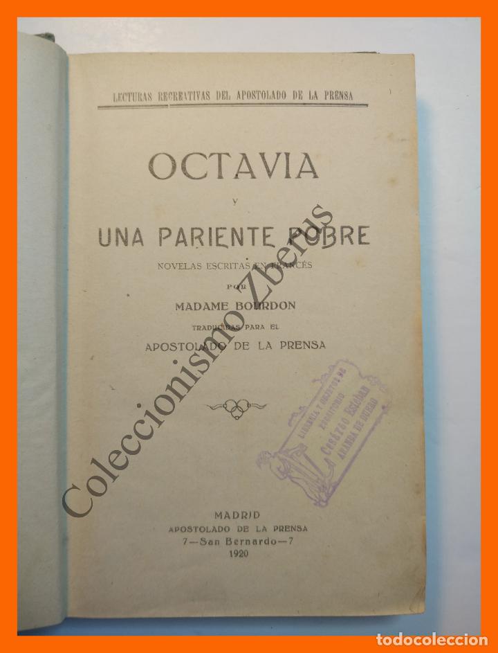 Libros antiguos: Octavia y una pariente pobre - Madame Bourdon - Foto 2