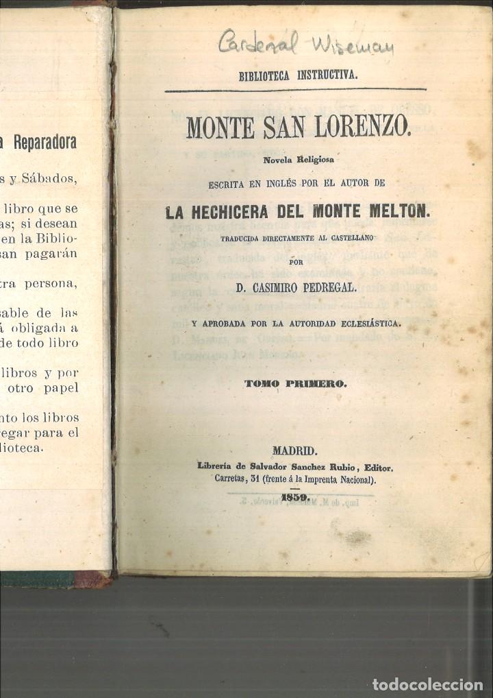 Libros antiguos: MONTE DE SAN LORENZO. Cardenal Wiseman - Foto 1