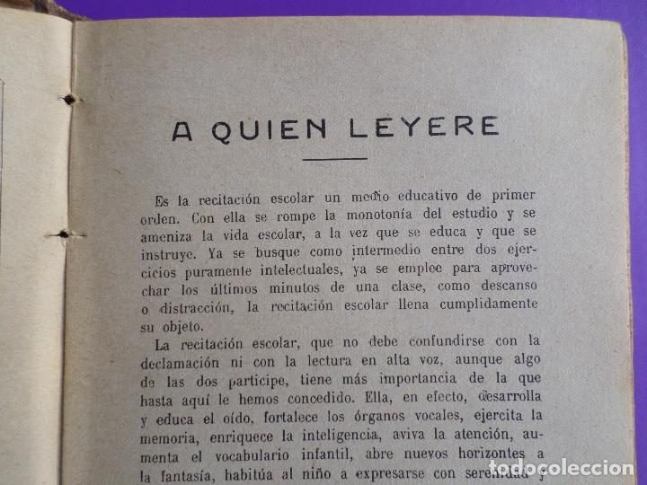 Libros antiguos: LIBRO DE ESCUELA  RECITACIONES ESCOLARES 1921 - Foto 9