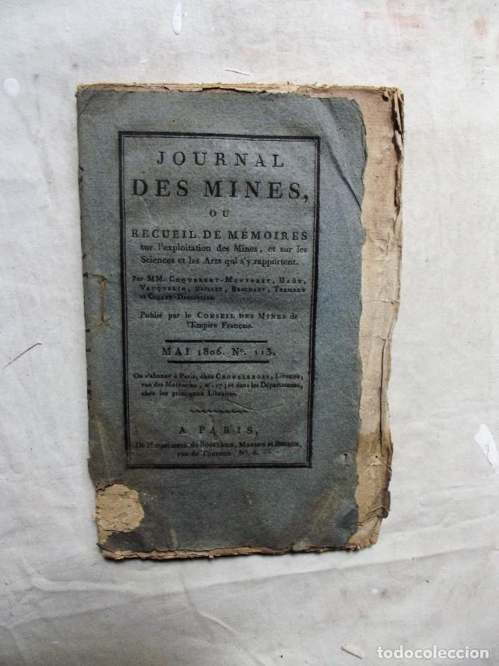 Libros antiguos: JOURNAL DES MINES N&ordm; 113 MAI 1806 - Foto 1