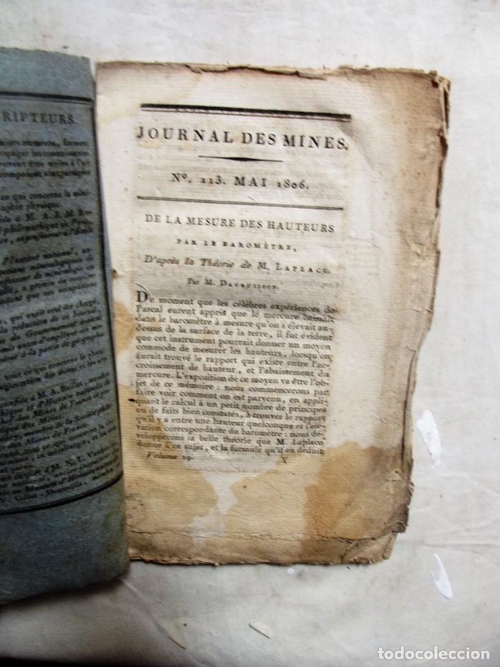 Libros antiguos: JOURNAL DES MINES N&ordm; 113 MAI 1806 - Foto 2