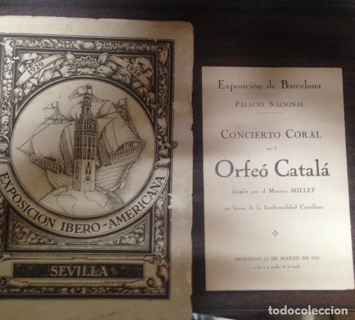 Old books: LOTE CATALOGO EXPOSICION IBERO AMERICANA SEVILLA 1929 1930 + CONCIERTO CORAL EXPOSICION BARCELONA