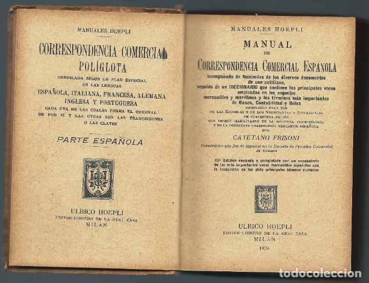 Libros antiguos: Correspondencia Comercial Espa&ntilde;ola - Foto 2