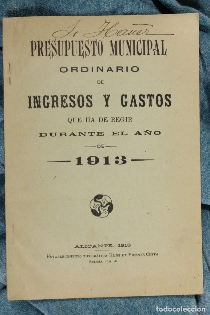 Livres anciens: Presupuesto Municipal ordinario de ingresos y gastos que ha de regir durante el a&ntilde;o 1913