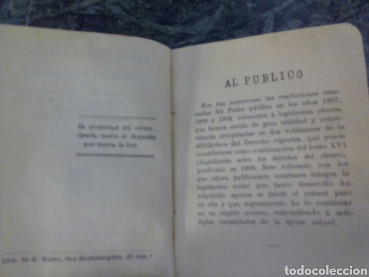 Libros antiguos: Legislaci&oacute;n obrera.S.Calleja.1907 - Foto 4