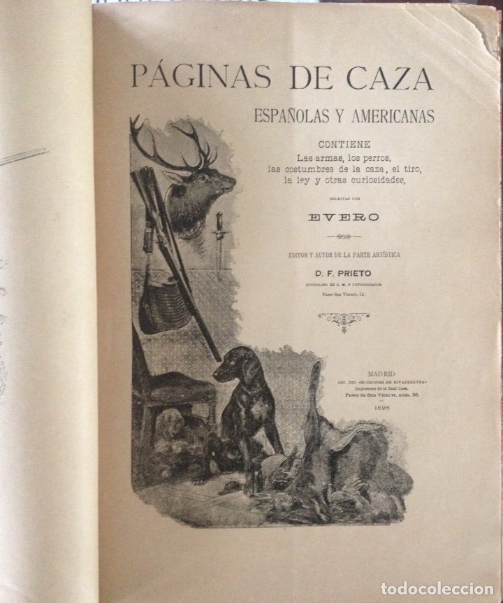 Libros antiguos: P&Aacute;GINAS DE CAZA ESPA&Ntilde;OLAS Y AMERICANAS. EVERO - Foto 3