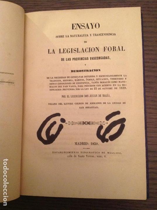 Libros antiguos: FUEROS VASCOS / FORALIDAD VASCA / VASCO - Foto 6