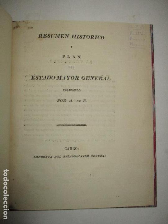 Libros antiguos: RESUMEN HISTORICO Y PLAN DEL ESTADO MAYOR GENERAL. c. 1810. - Foto 2