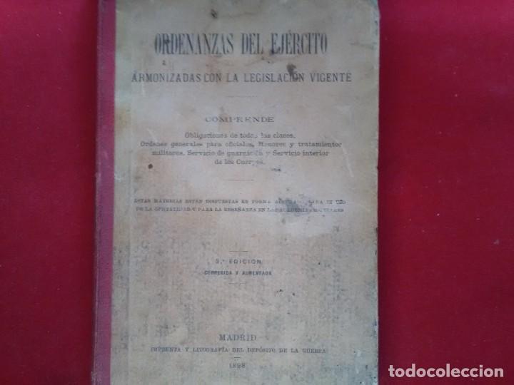 Old books: Libro de 1898 edici&oacute;n 3.Ordenanzas del ej&eacute;rcito armonizada con legislaci&oacute;n vigente