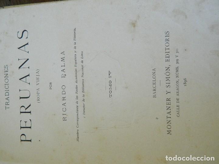 Libros antiguos: LIBROS TRADICIONES PERUANAS DE RICARDO PALMA 1892 - Foto 7