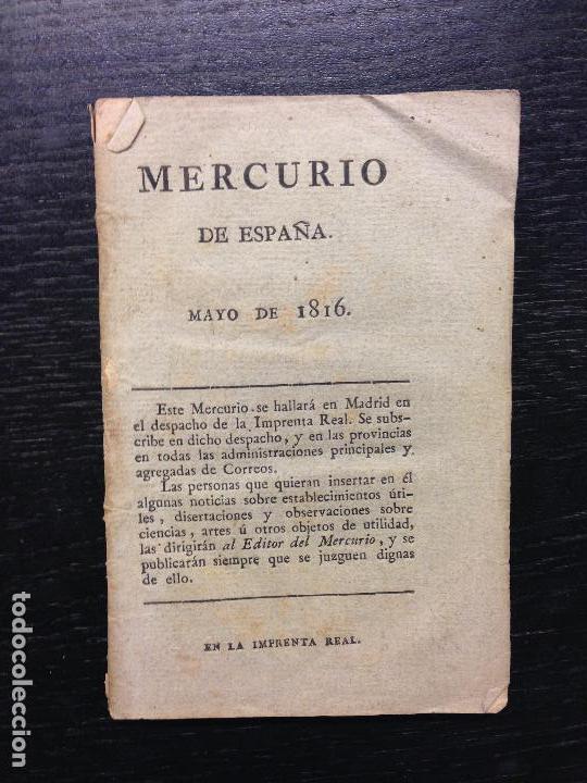 Libros antiguos: MERCURIO DE ESPA&Ntilde;A, MAYO DE 1816 - Foto 1