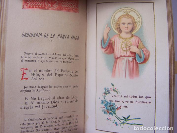 Libros antiguos: Libro de Primera Comuni&oacute;n. Tapas en pergamino barnizado. 1930. - Foto 5