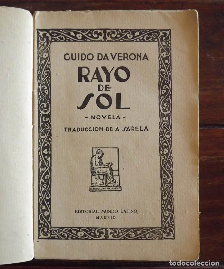 Libros antiguos: 1923, Rayo de Sol, Guido da Verona. Ejemplar numerado - Foto 2