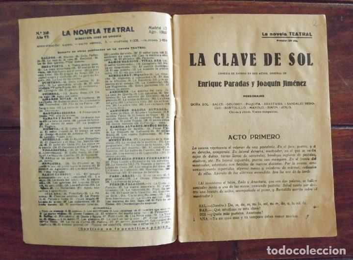 Libros antiguos: 1922, La clave de sol, Paradas y Jim&eacute;nez, La novela teatral - Foto 2