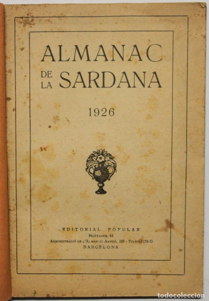 Libros antiguos: ALMANAC DE LA SARDANA. 1926. - Foto 1