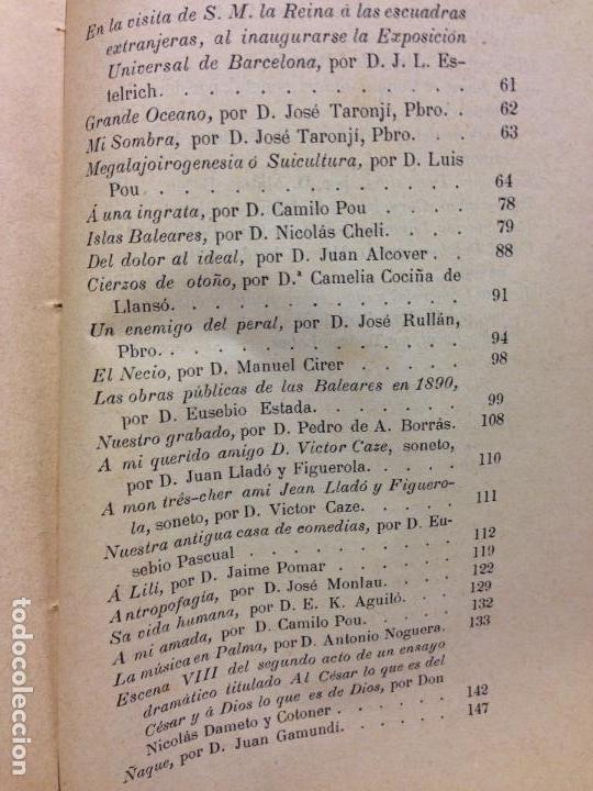 Libros antiguos: ALMANAQUE BALEAR 1891 - Foto 3
