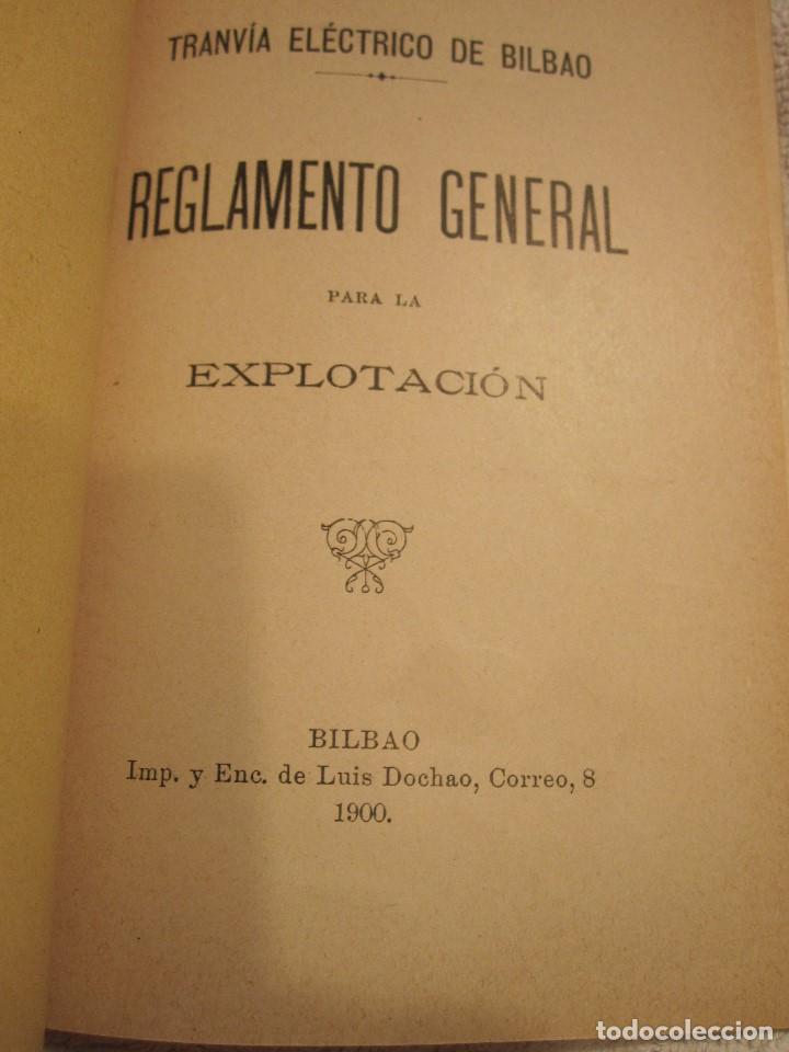 Libros antiguos: REGLAMENTO TRANVIA BILBAO, A&Ntilde;O 1900. - Foto 2