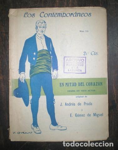 Libros antiguos: PRADA, J. ANDR&Eacute;S DE Y GOMEZ DE MIGUEL, E: EN MITAD DEL CORAZON - Foto 1