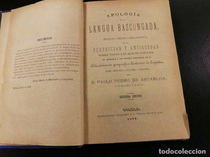 Libros antiguos: Apolog&iacute;a de la Lengua Bascongada. - Foto 2
