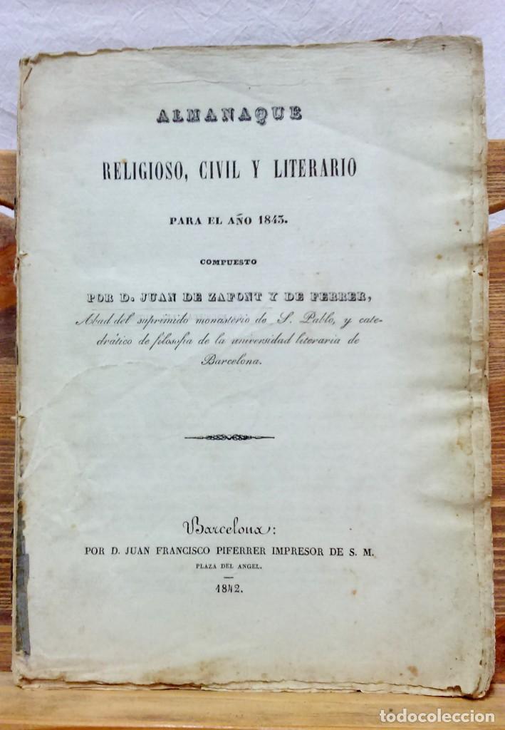 Antiquarische B&uuml;cher: ALMANAQUE RELIGIOSO, CIVIL Y LITERARIO PARA EL A&Ntilde;O 1843