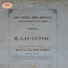 Libros antiguos: NOTICE SUR M. GAY-LUSSAC. - GARDEUR LE BRUN, ANT. CHALONS, 1850.. Lote 123192512