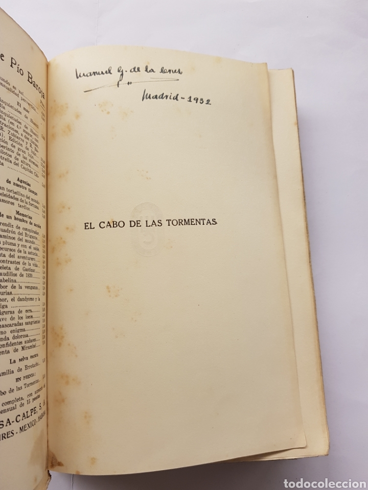Libros antiguos: El cabo de las tormentas - P&iacute;o Baroja - 1932 - Foto 3