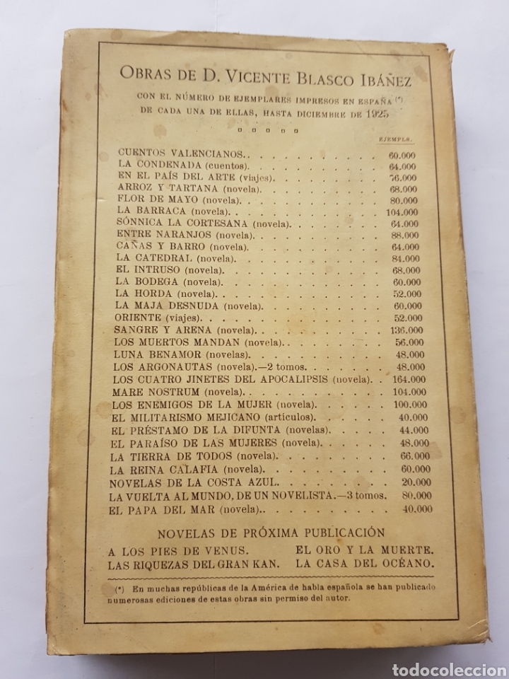 Libros antiguos: El papa del mar - Vicente Blasco Ibalez - 1925 - Foto 2