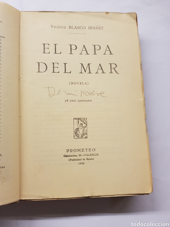 Libros antiguos: El papa del mar - Vicente Blasco Ibalez - 1925 - Foto 3