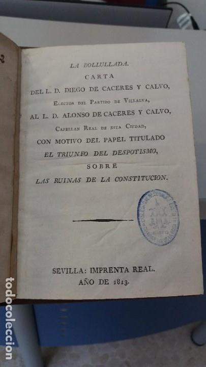 Livros antigos: LA BOLLULLADA. CARTA DEL L. D. DIEGO DE C&Aacute;CERES Y CALVO A D. ALONSO DE C&Aacute;CERES Y CALVO-SEVILLA 1813