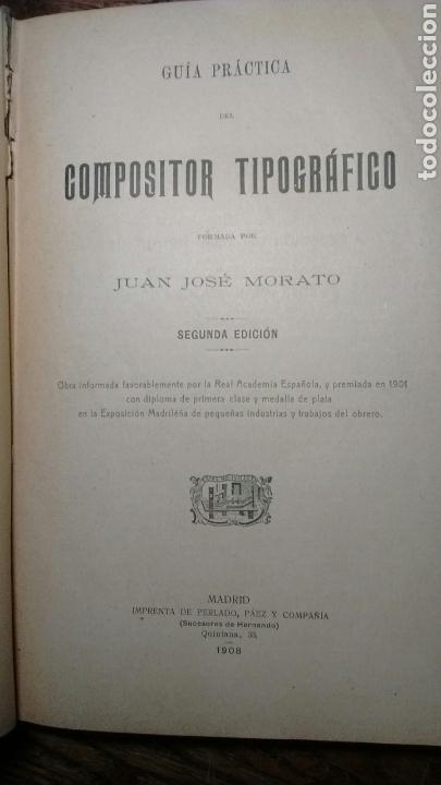 Libros antiguos: GU&Iacute;A PR&Aacute;CTICA DEL COMPOSITOR TIPOGR&Aacute;FICO - Foto 3