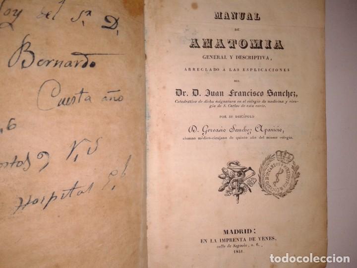 Libros antiguos: MANUAL DE ANATOMIA, JUAN FRANCISCO SANCHEZ, 1841 - Foto 1