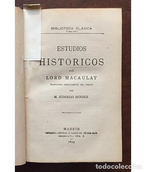 Libros antiguos: ESTUDIOS HIST&Oacute;RICOS - Foto 2