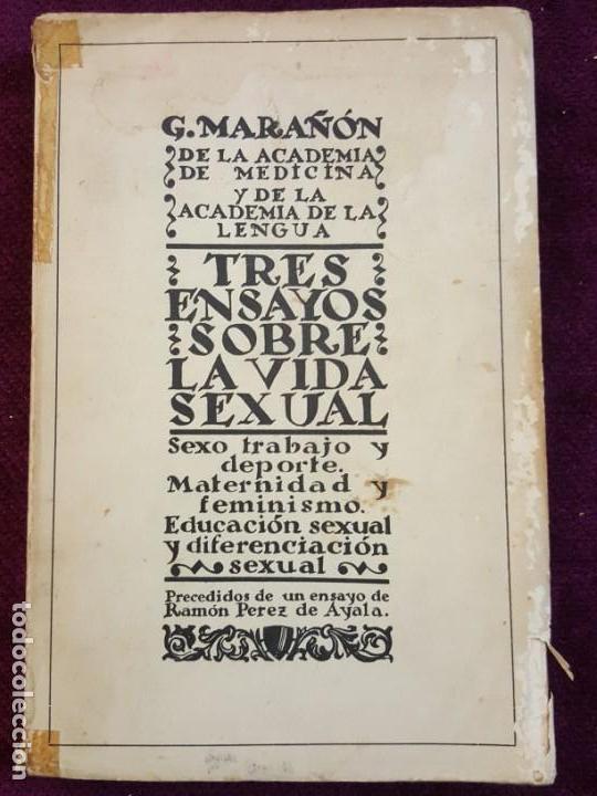 Libros antiguos: TRES ENSAYOS SOBRE LA VIDA SEXUAL. G. MARAÑON. BIBLIOTECA NUEVA, MADRID 1934 - Foto 1 - 132800914