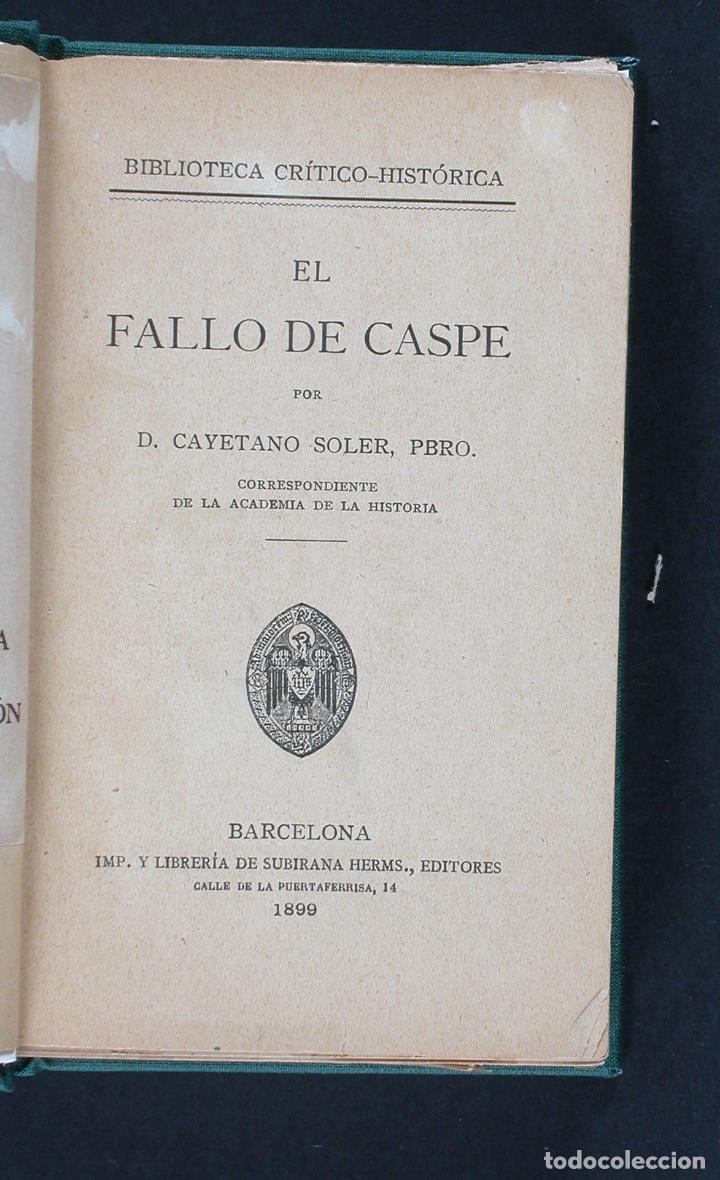 Libros antiguos: El fallo de Caspe. Cayetano Soler - Foto 1