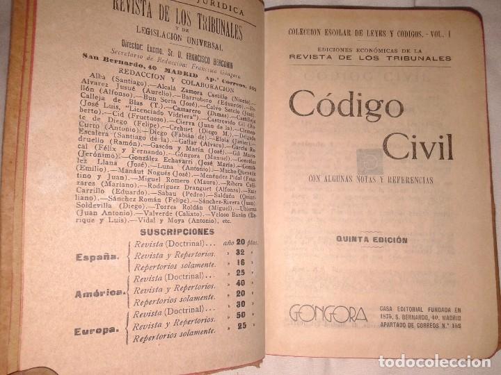Libros antiguos: CODIGO CIVIL,1936, 5&ordf; EDICION, GONGORA, T7 - Foto 2