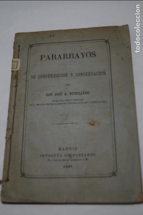 Libros antiguos: PARARRAYOS. JOSE A. REBOLLEDO. 1881 Y VENTILACI&Oacute;N DE EDIFICIOS. 1883 - Foto 1