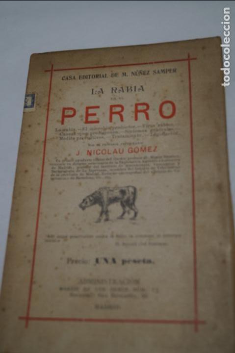 Libros antiguos: LA RABIA EN EL PERRO. NICOLAU GOMEZ. - Foto 1