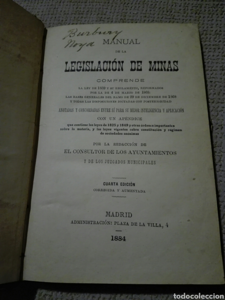 Libros antiguos: Manual de la Legislaci&oacute;n de minas. Madrid 1884. - Foto 1