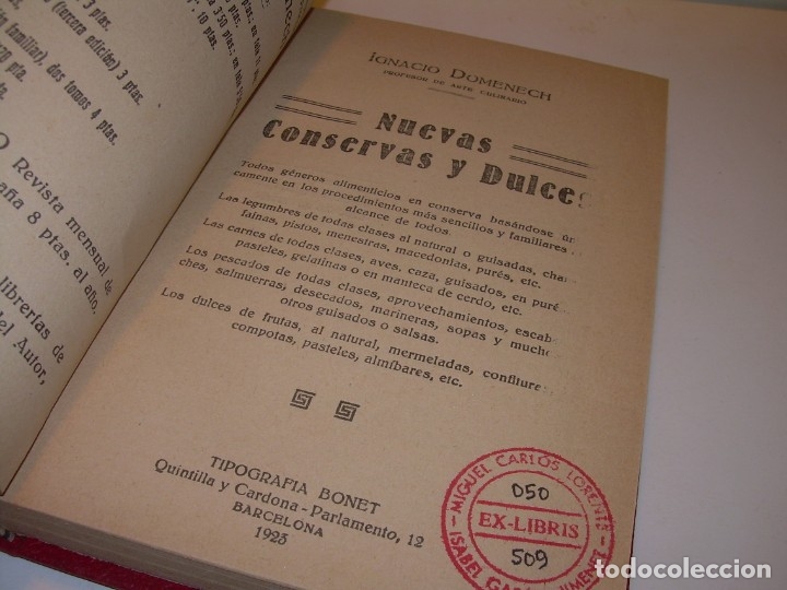 Libros antiguos: LIBRO DE NUEVAS CONSERVAS Y DULCES...A&Ntilde;O 1925 - Foto 3