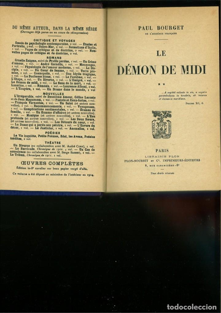 Libros antiguos: LE D&Eacute;MON DE MIDI. Paul Bourget - Foto 2