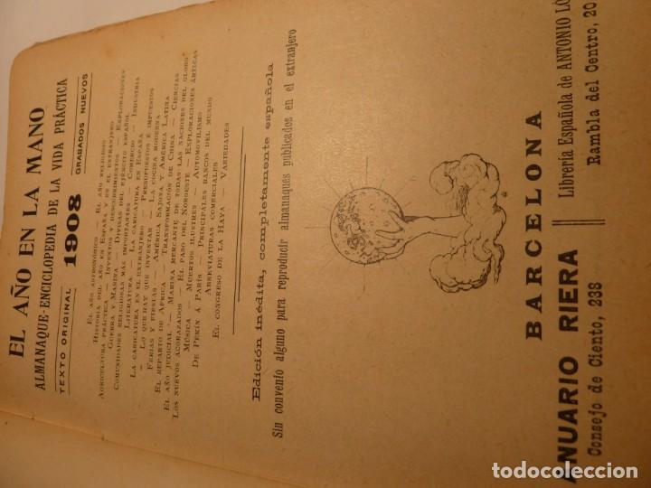 Libros antiguos: ALMANAQUE EL A&Ntilde;O DE LA MANO 1908 - Foto 2