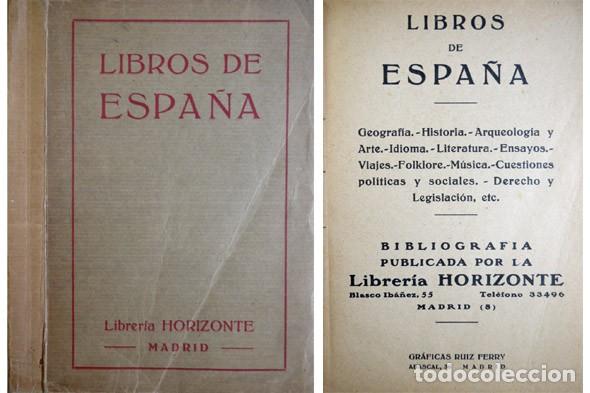 Libros antiguos: LIBRERIA HORIZONTE.  Libros de Espa&ntilde;a. 1934. - Foto 1