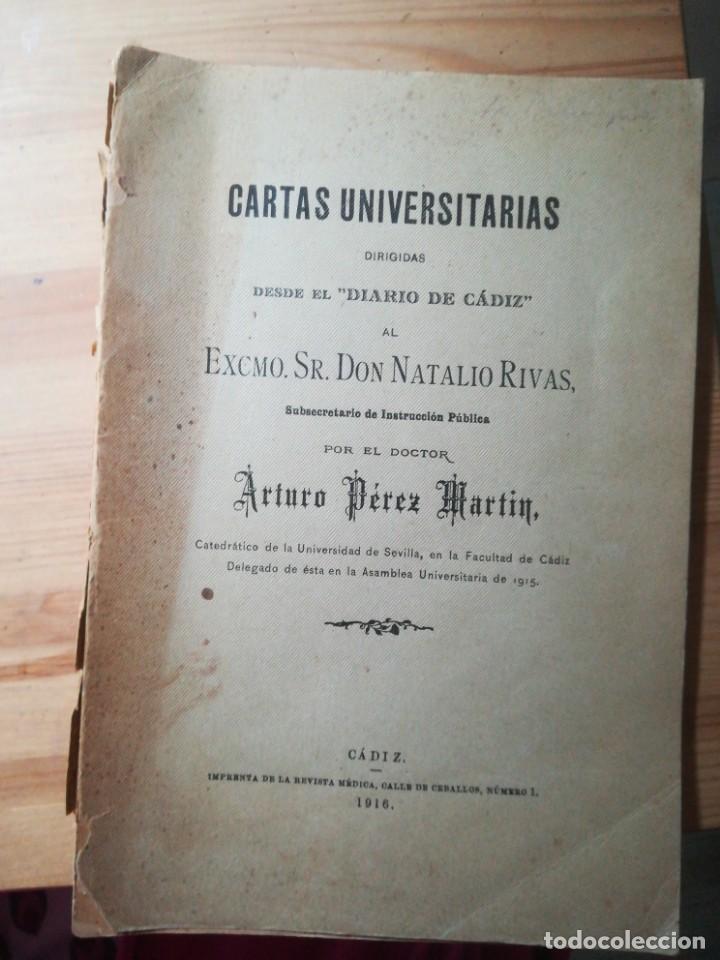 Libri antichi: Cartas universitarias dirigidas desde el diario de cadiz al sr don natalio rivas