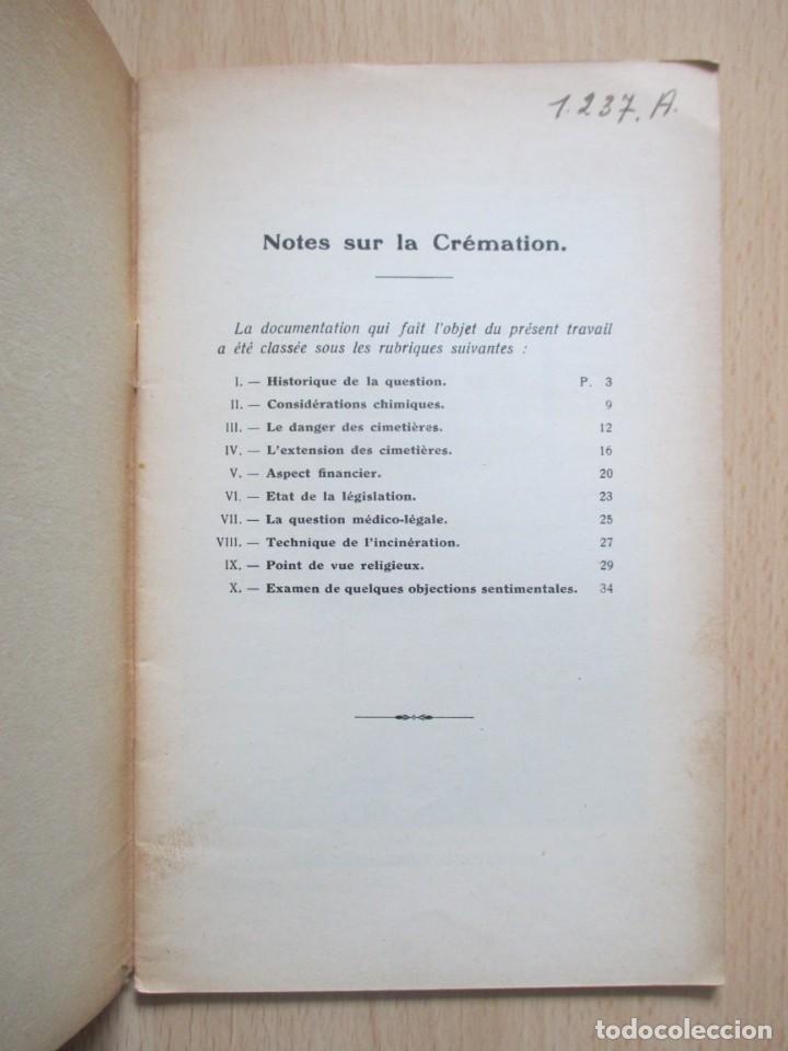 Libros antiguos: Notes sur la Cr&eacute;mation - Foto 2
