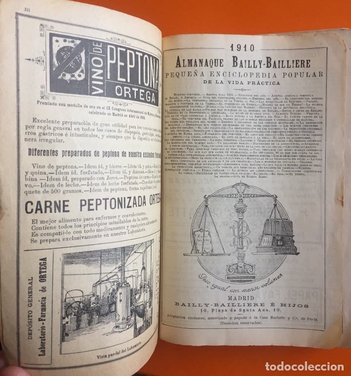 Libros antiguos: ALMANAQUE BAILLY BAILLIERE-   MADRID  1.910 - Foto 2