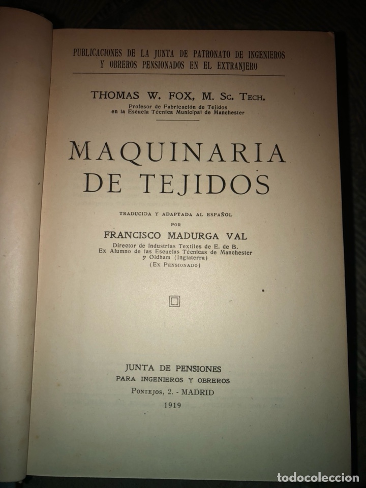 Libros antiguos: Maquinaria de tejidos - Foto 1